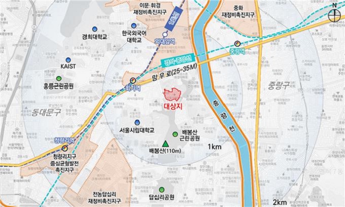 위치도 동대문구 휘경동 292 일대 삼육서울병원